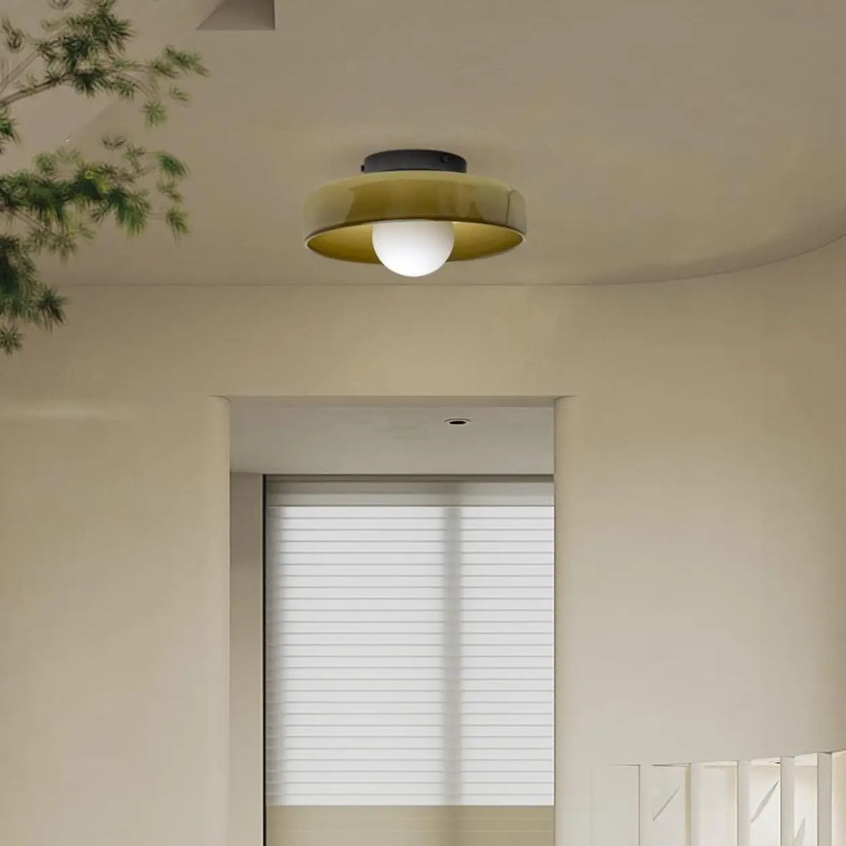 Corridor Simple Mini Green Barn Semi-Flush Mount Light Image - 6