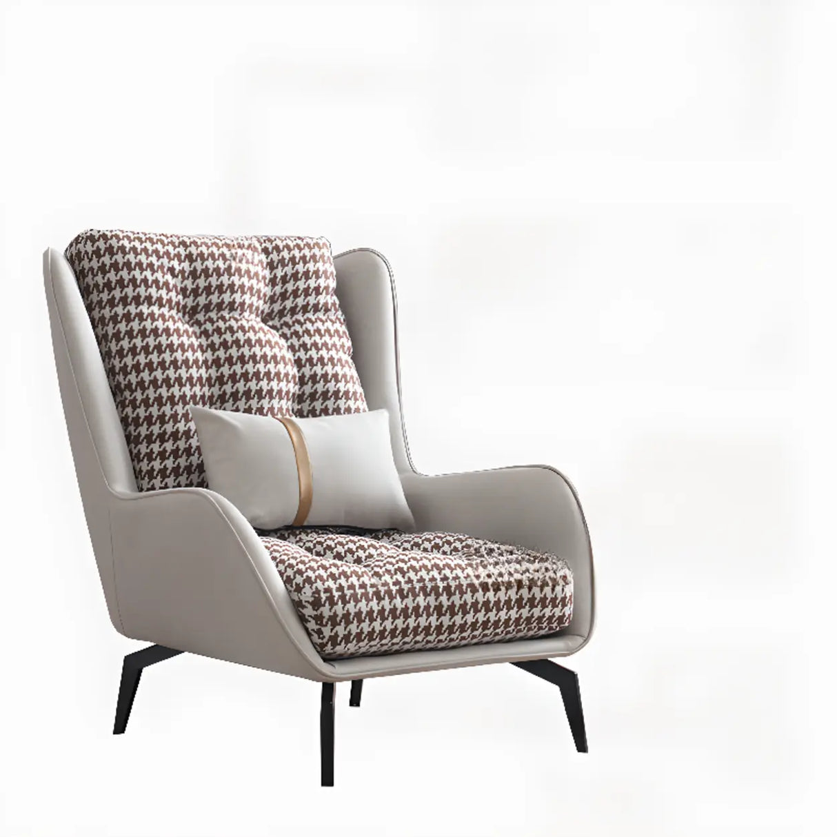 Cotton Linen Biscuit Back Flared Arm Tufted Accent Chair Image - 10