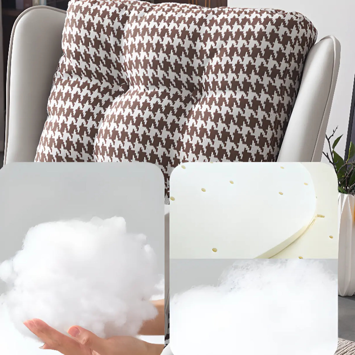 Cotton Linen Biscuit Back Flared Arm Tufted Accent Chair Image - 11