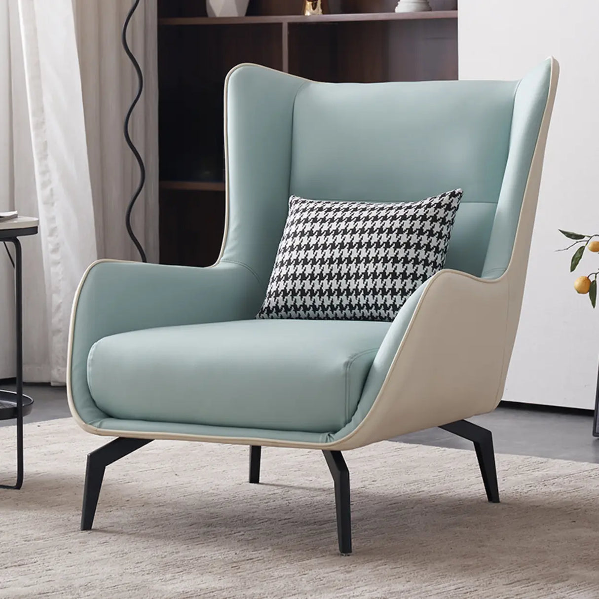 Cotton Linen Biscuit Back Flared Arm Tufted Accent Chair Image - 18