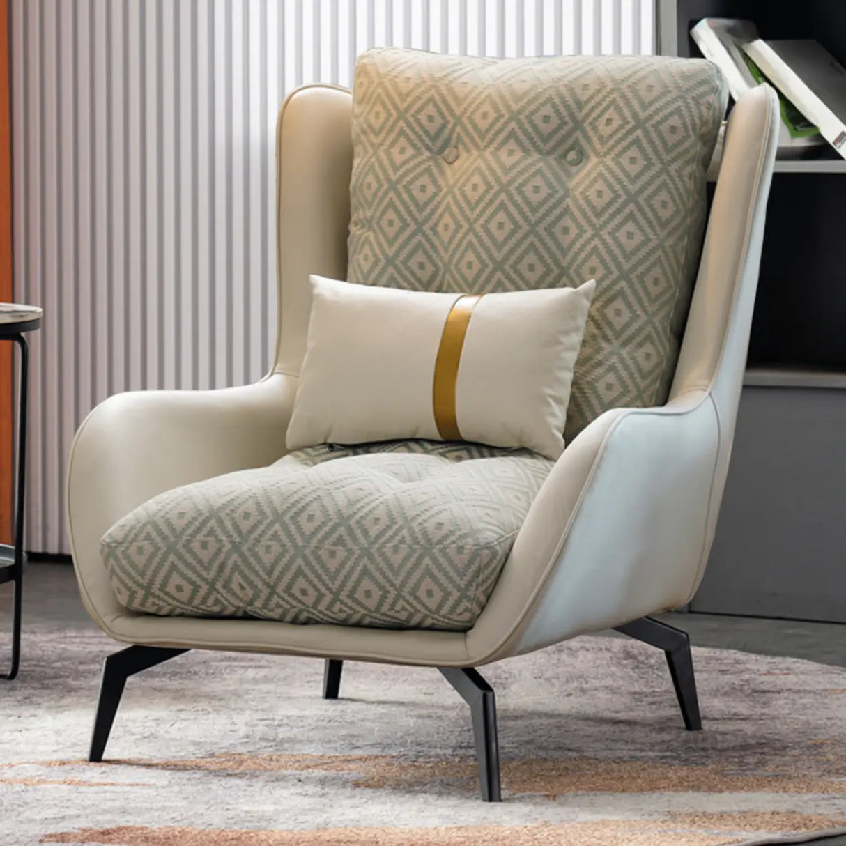 Cotton Linen Biscuit Back Flared Arm Tufted Accent Chair Image - 20