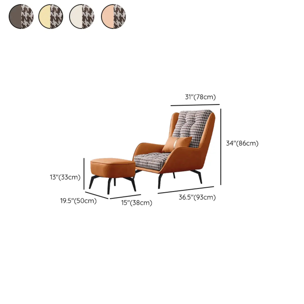 Cotton Linen Biscuit Back Flared Arm Tufted Accent Chair