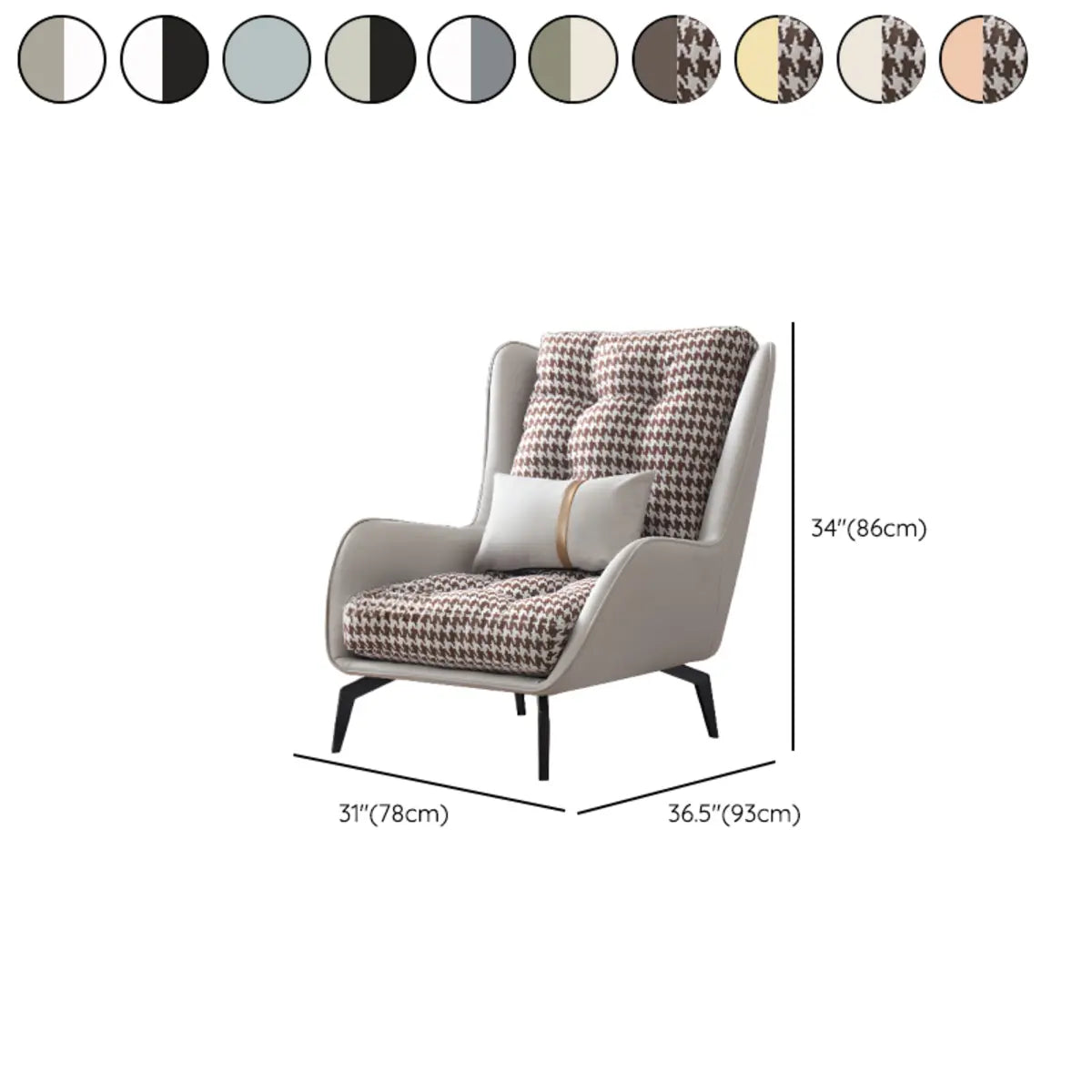 Cotton Linen Biscuit Back Flared Arm Tufted Accent Chair Image - 23