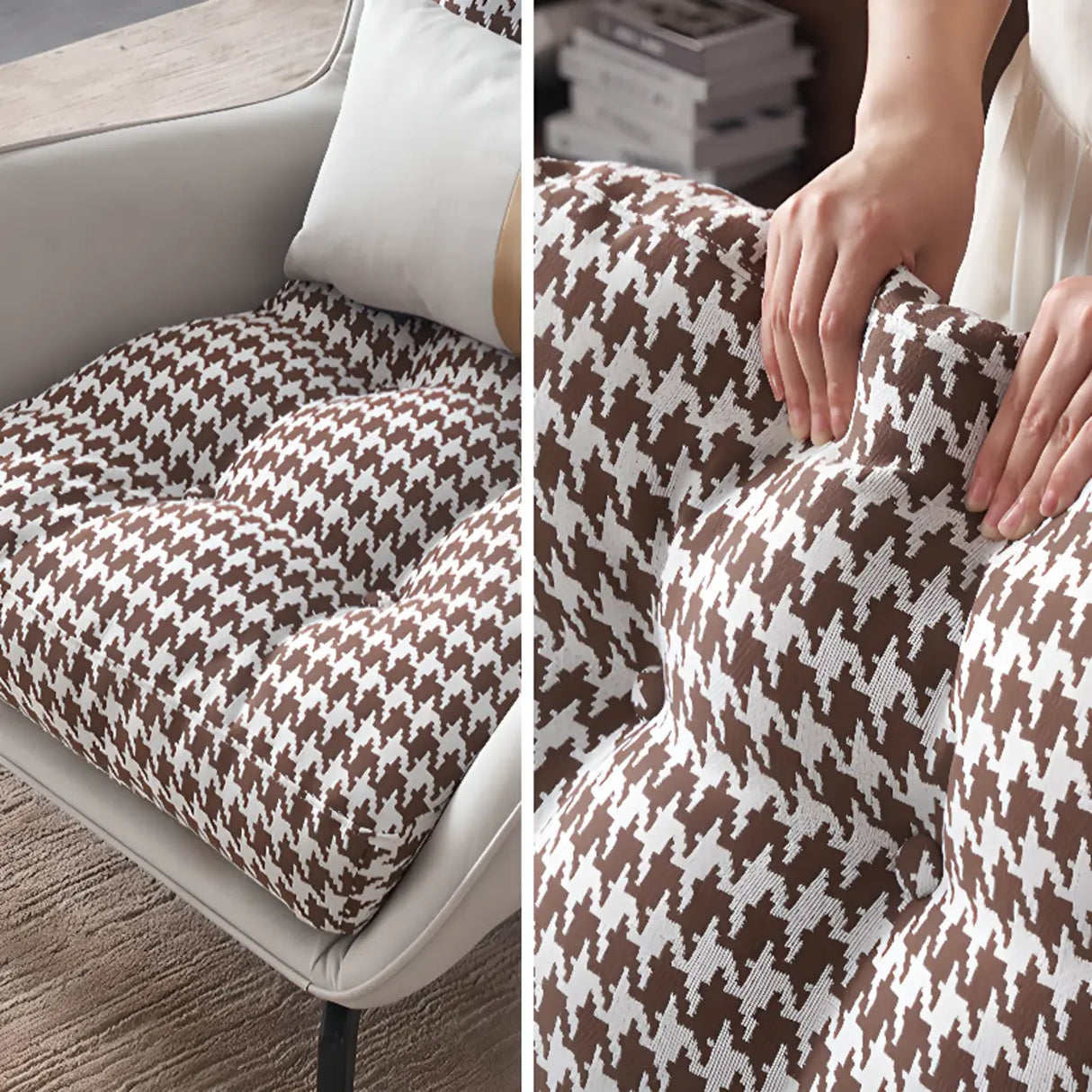 Cotton Linen Biscuit Back Flared Arm Tufted Accent Chair Image - 8