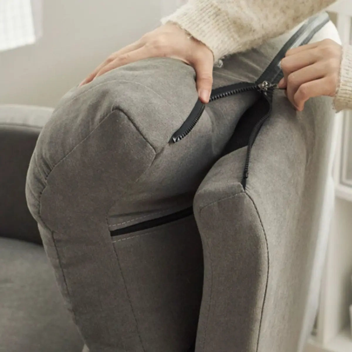 Cotton Linen Sewn Pillow Back Reclining Lounge Chair Image - 3