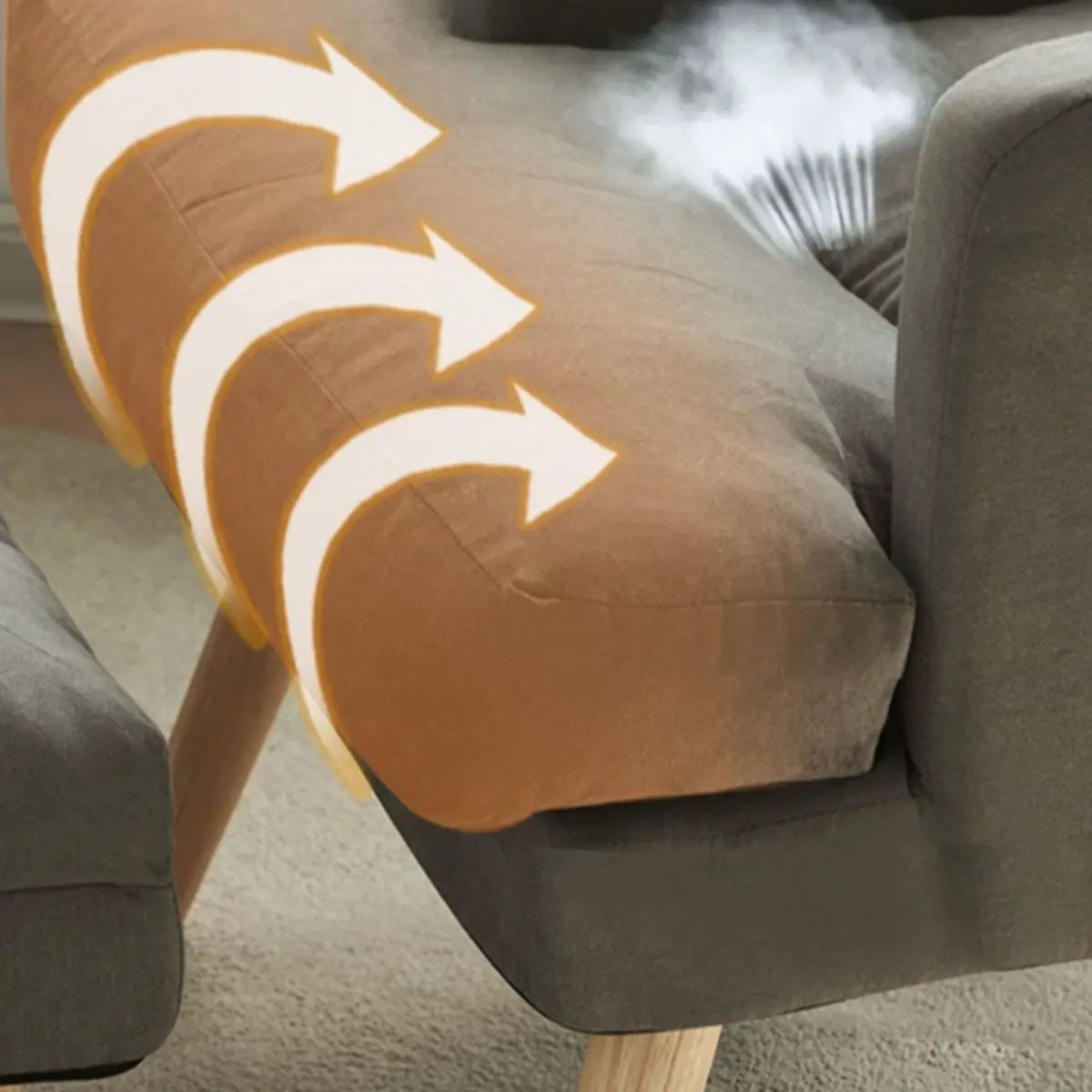 Cotton Linen Sewn Pillow Back Reclining Lounge Chair Image - 4