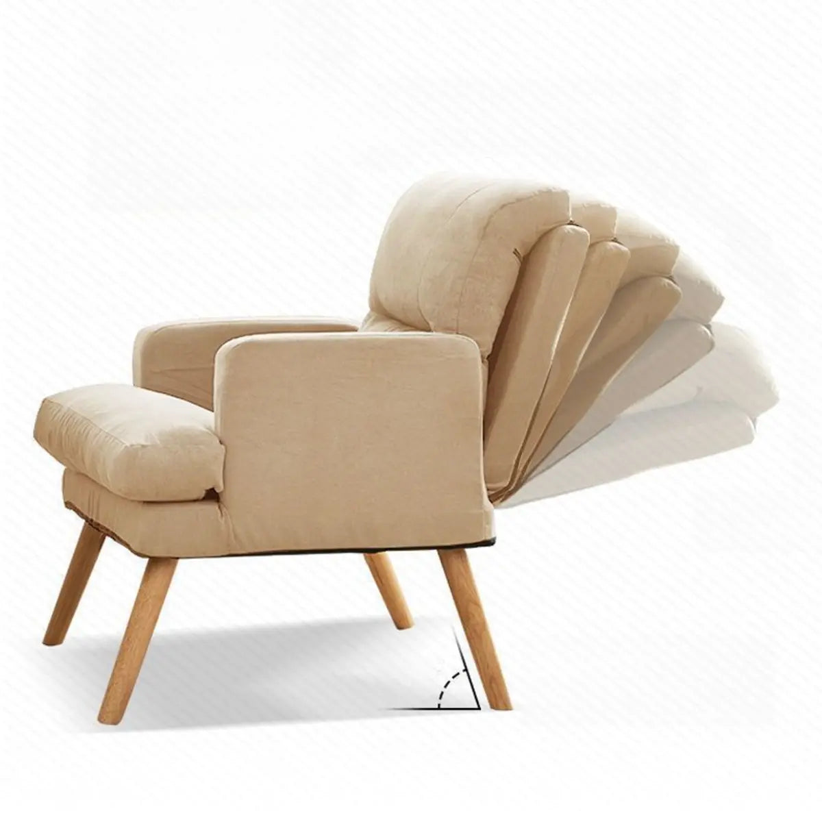 Cotton Linen Sewn Pillow Back Reclining Lounge Chair Image - 5