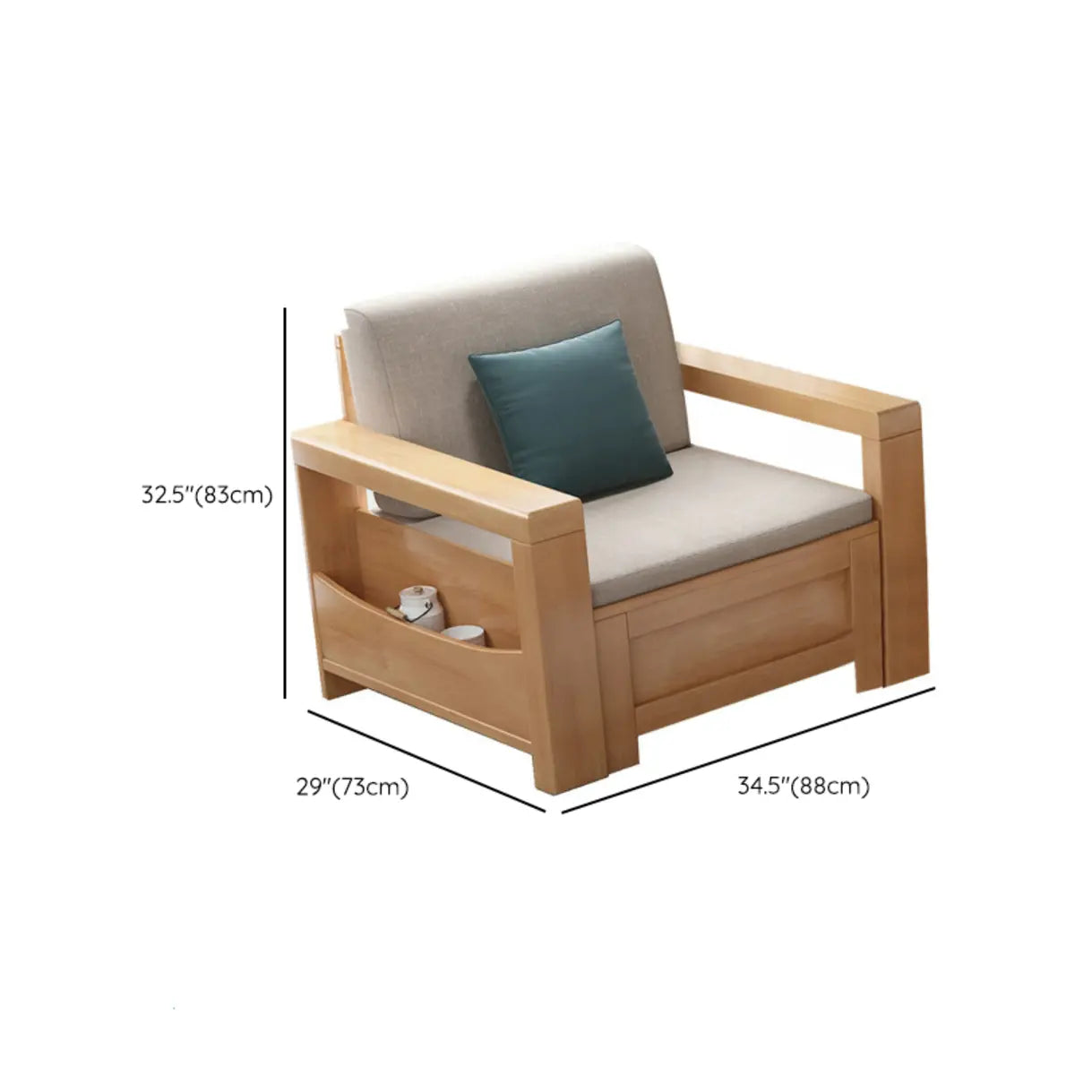 Cotton Linen Wood Corner Sectional with Hidden Storage