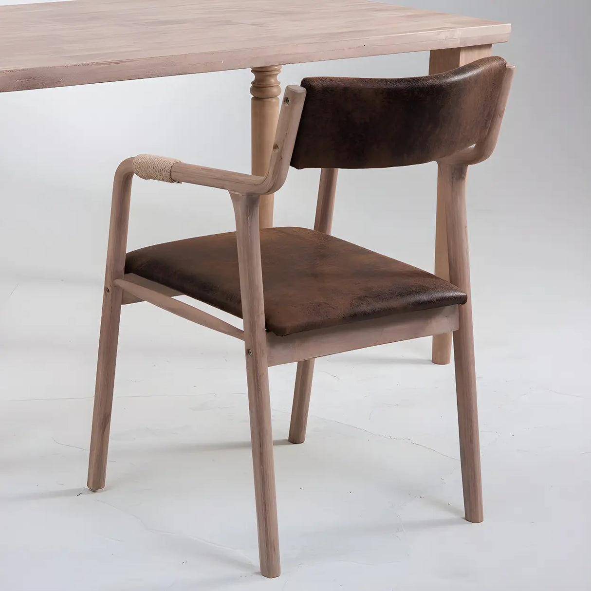 Country Distressed Finish Wooden Dining Arm Chair Image - 4