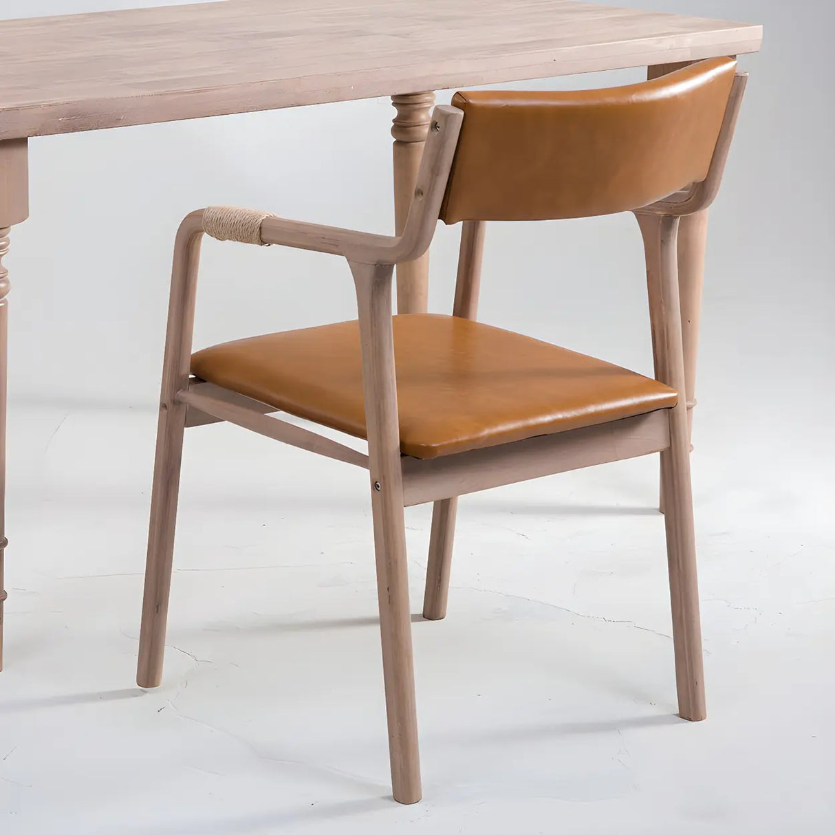 Country Distressed Finish Wooden Dining Arm Chair Image - 7