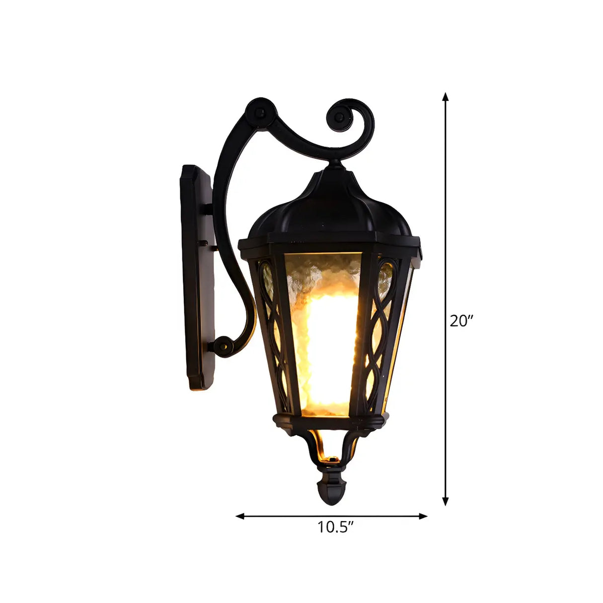 Country Lantern Glass External Black Mini Wall Sconce