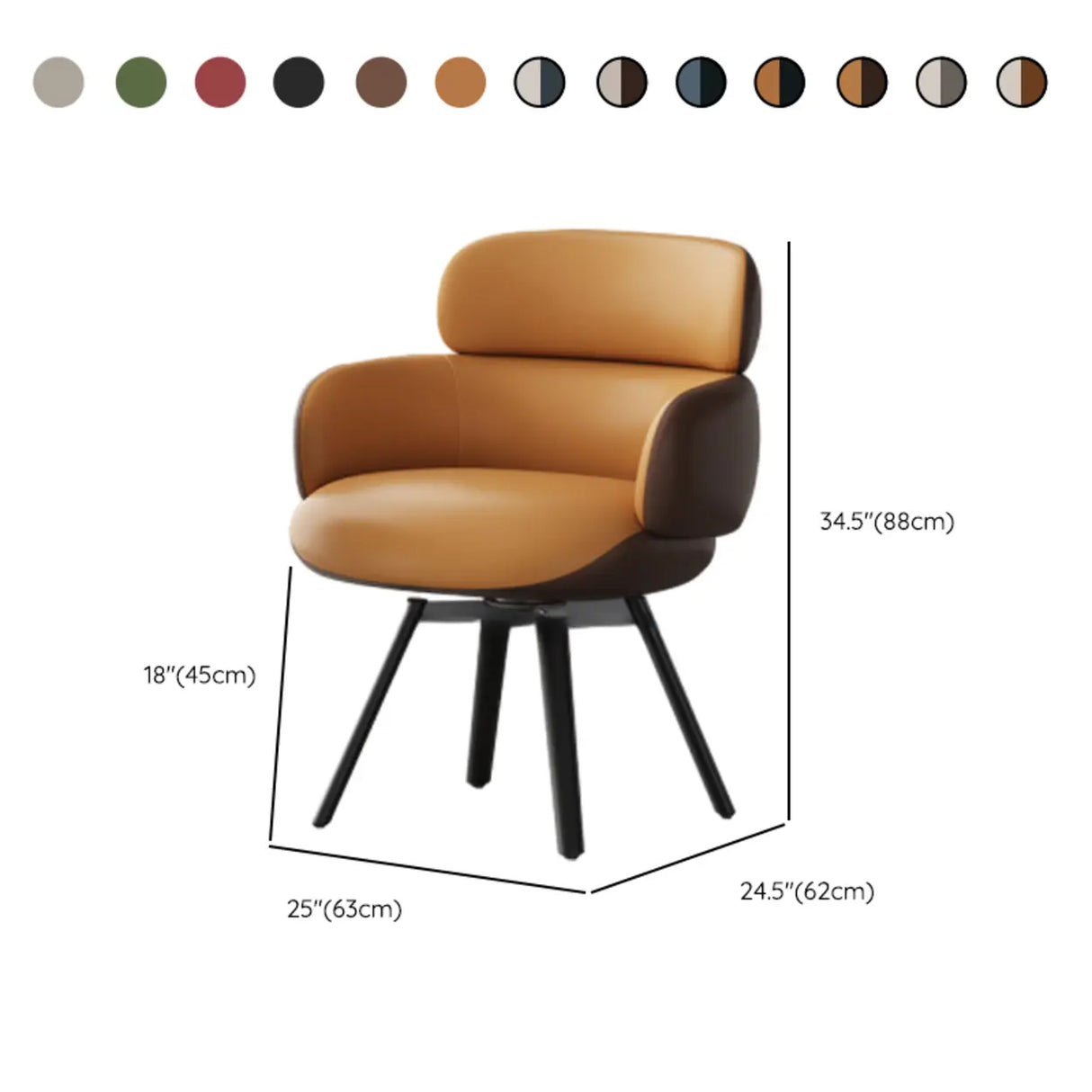 Cozy Armchair Solid Back Leather Dining Chair Blue Gray