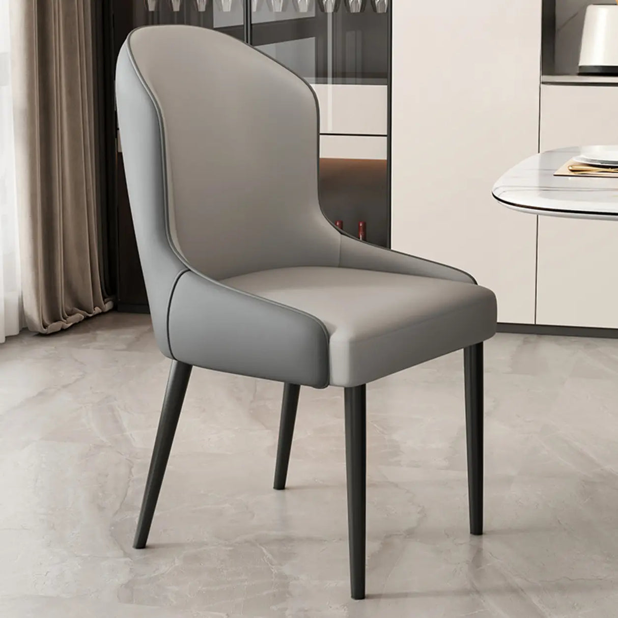 Cozy Curved Upholstered Faux Leather Dining Chair Orange Image - 33