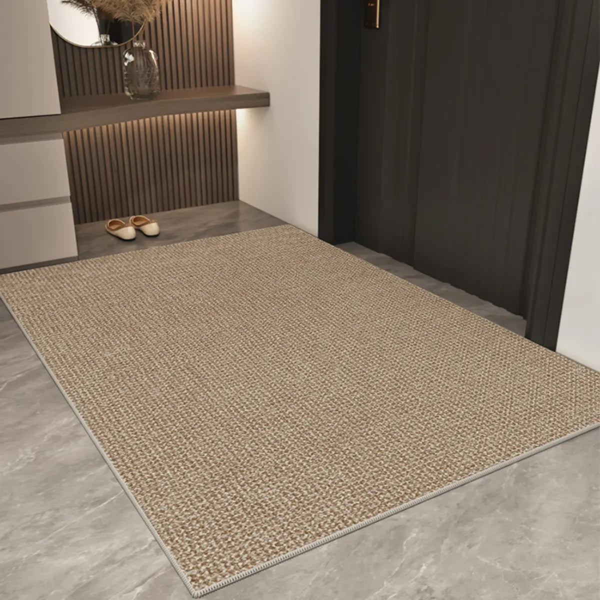 Cozy Rectangular Woven Beige Entrance Area Rug Image - 1