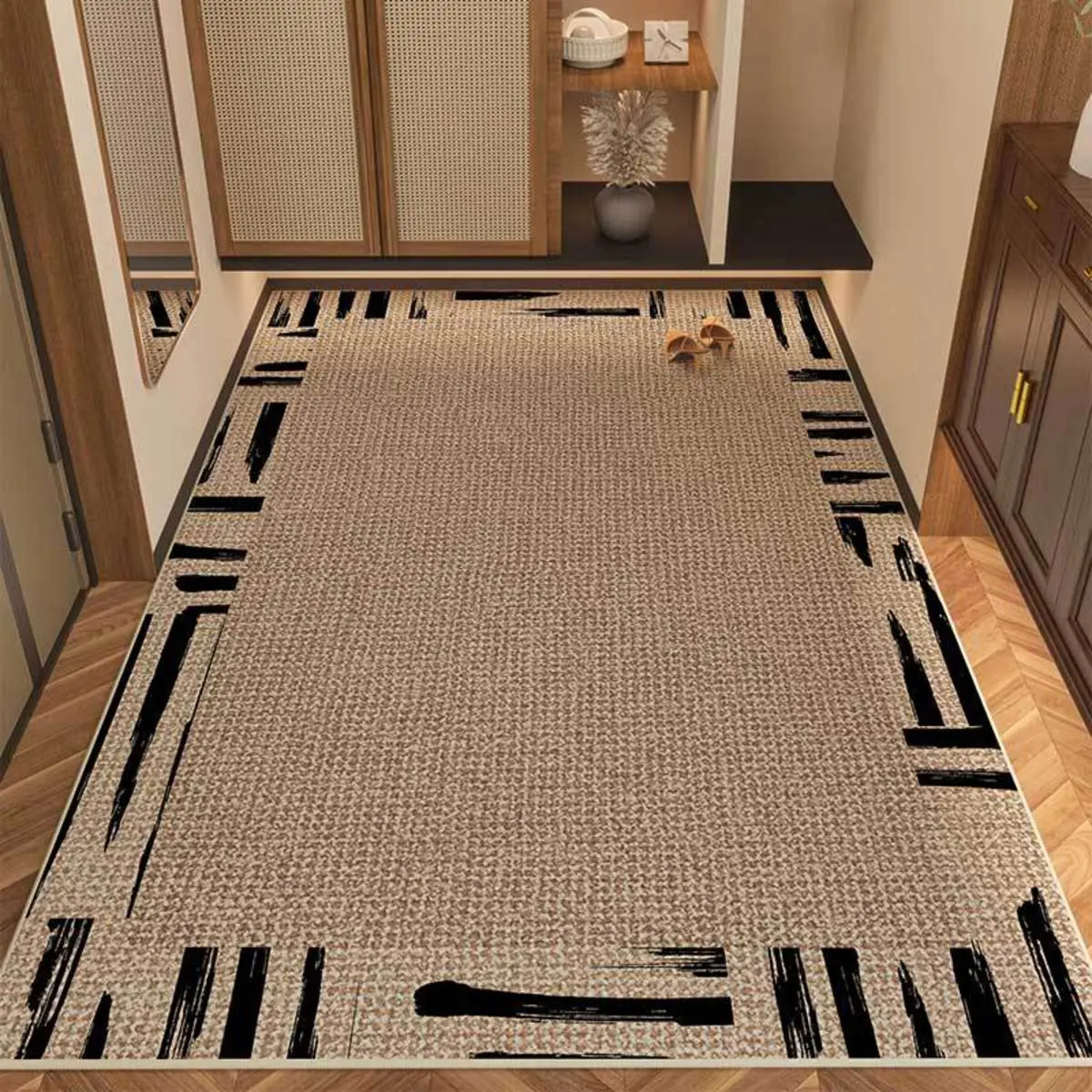 Cozy Rectangular Woven Beige Entrance Area Rug Image - 10