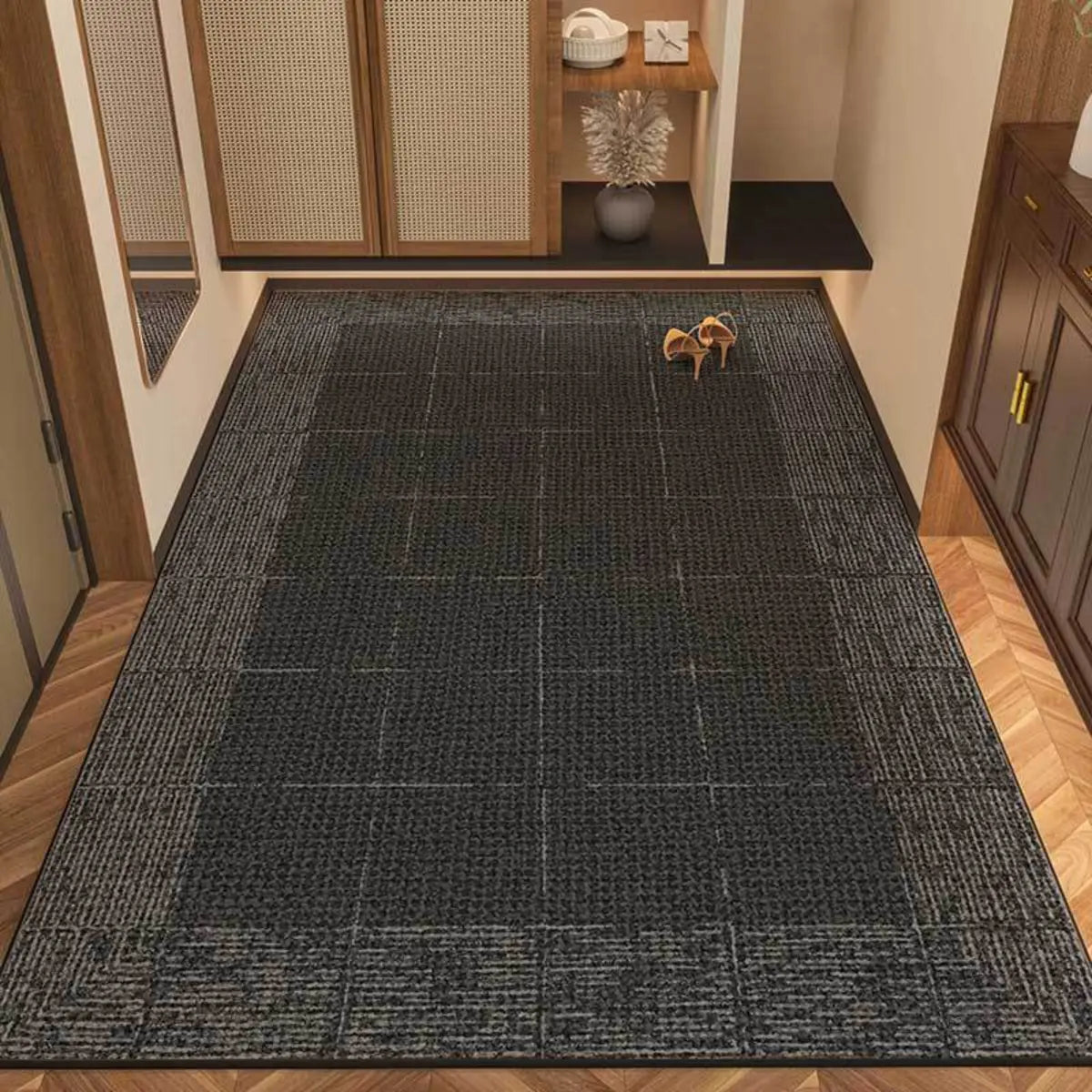 Cozy Rectangular Woven Beige Entrance Area Rug Image - 11