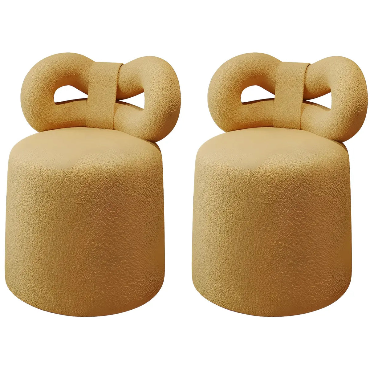 Cream Drum Upholstered Bow Back Swivel Vanity Stool Image - 19