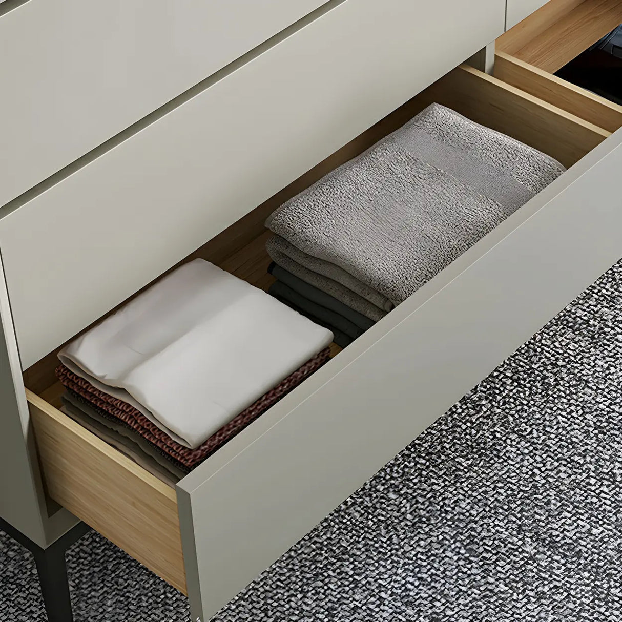 Cream Gray Manufactured Wood Dresser for Drawers Image - 13