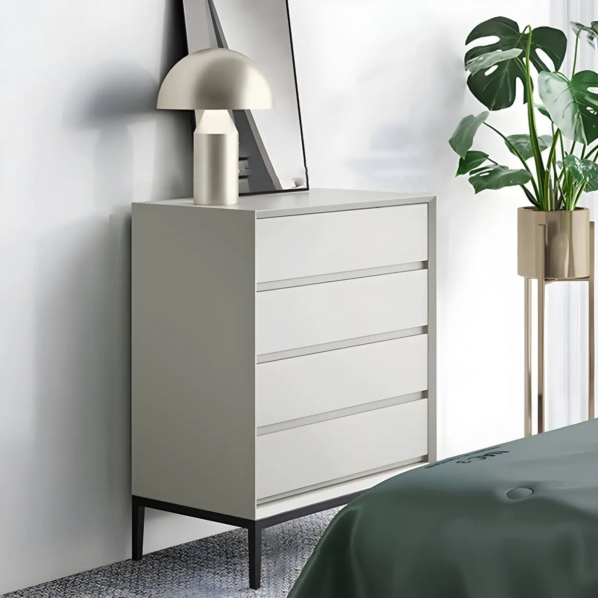 Cream Gray Manufactured Wood Dresser for Drawers Image - 14