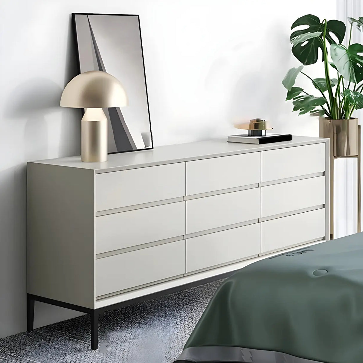 Cream Gray Manufactured Wood Dresser for Drawers Image - 16