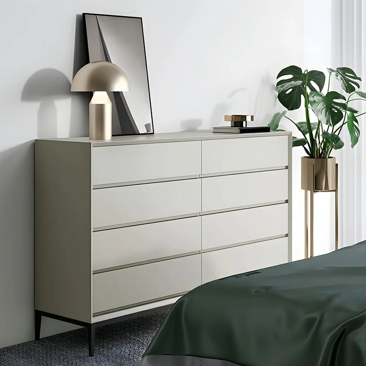 Cream Gray Manufactured Wood Dresser for Drawers Image - 1