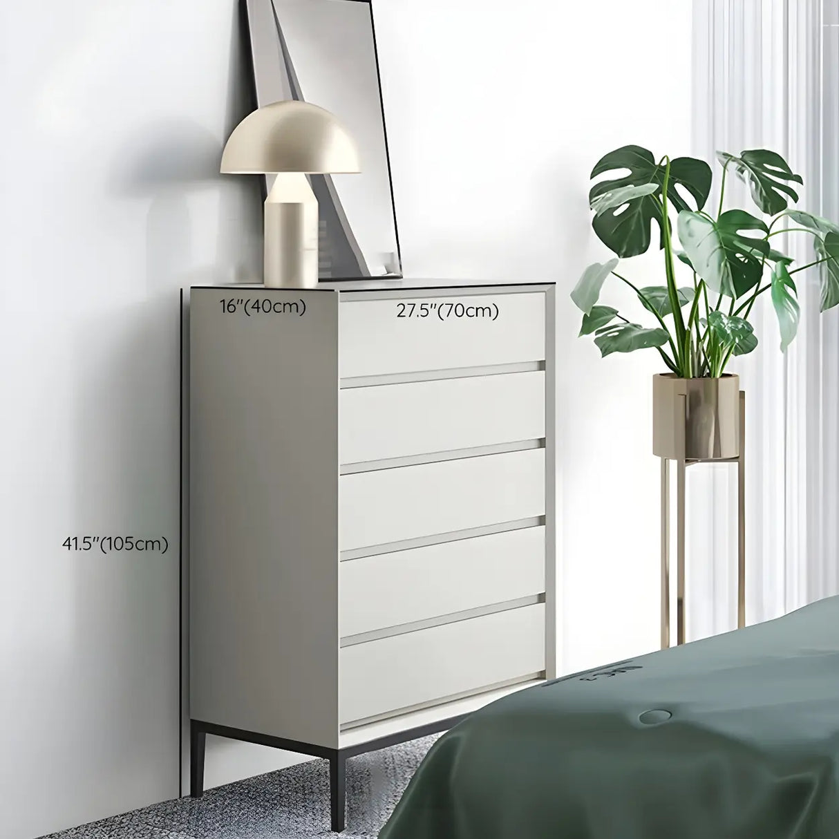 Cream Gray Manufactured Wood Dresser for Drawers Image - 36