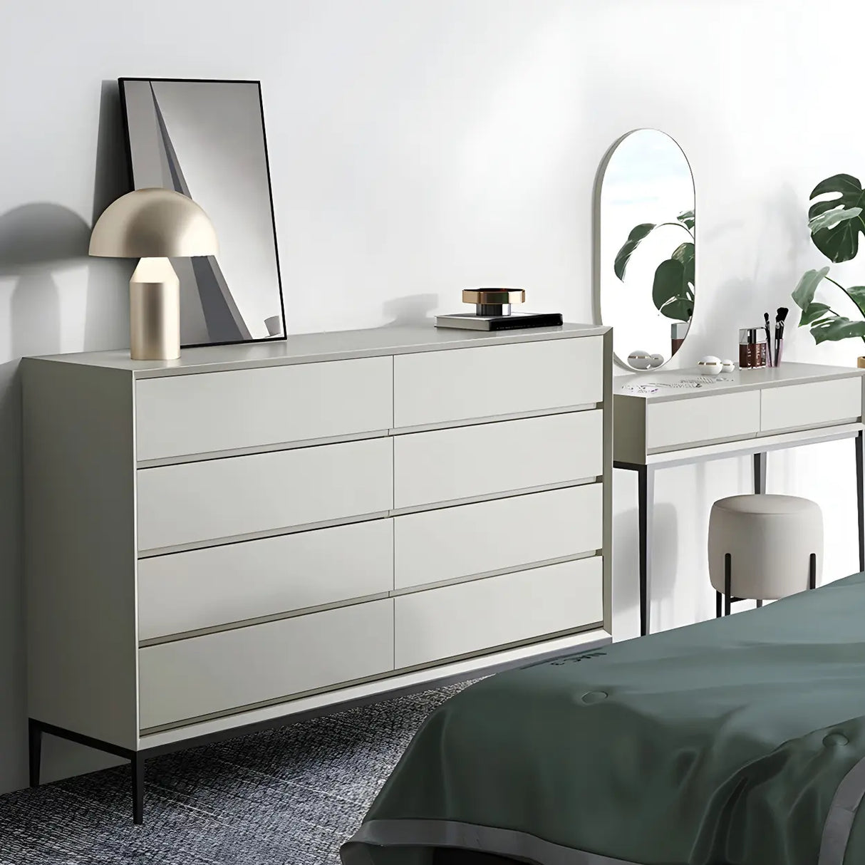 Cream Gray Manufactured Wood Dresser for Drawers Image - 5