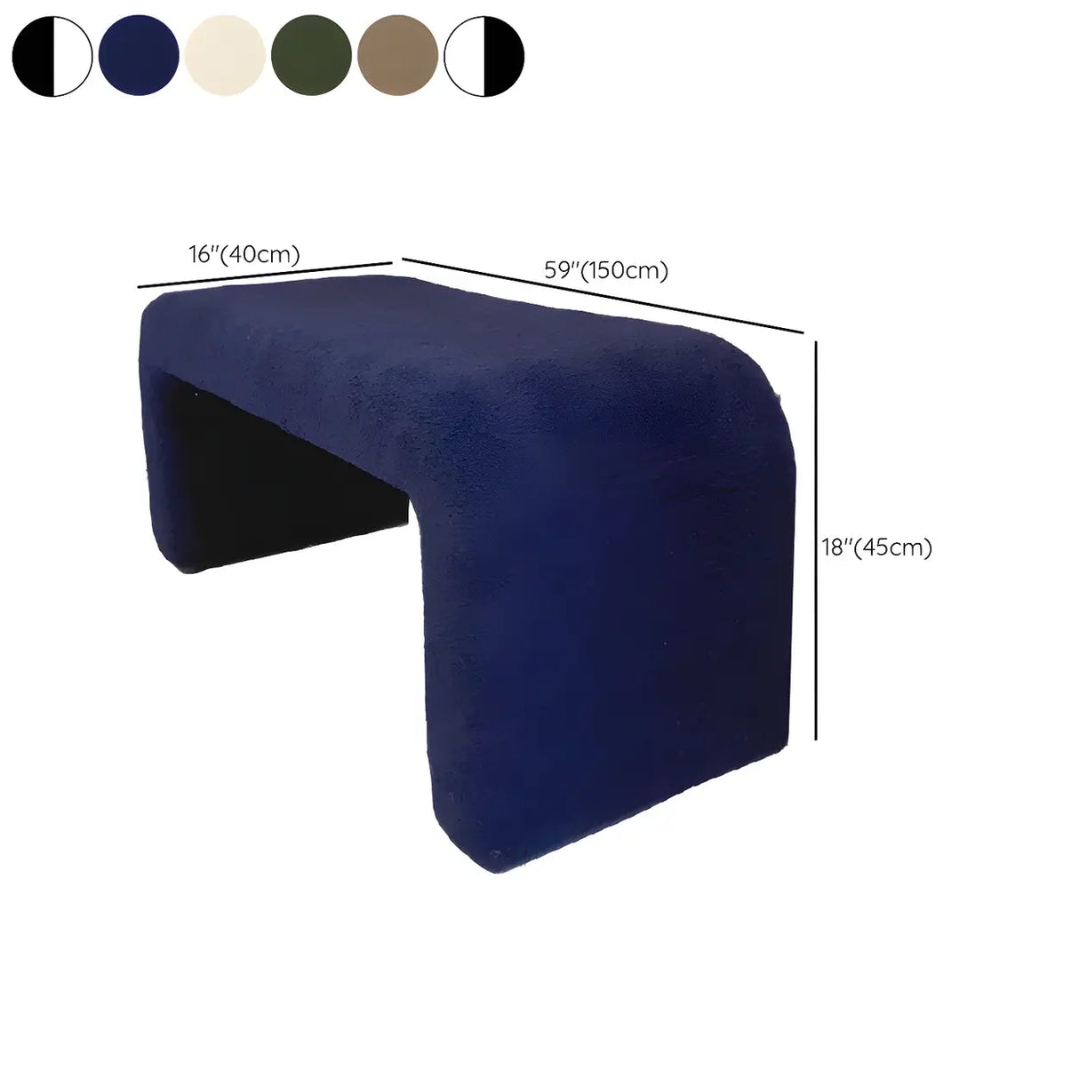 Cream Polyester Blend Upholstered Short Bedroom Bench