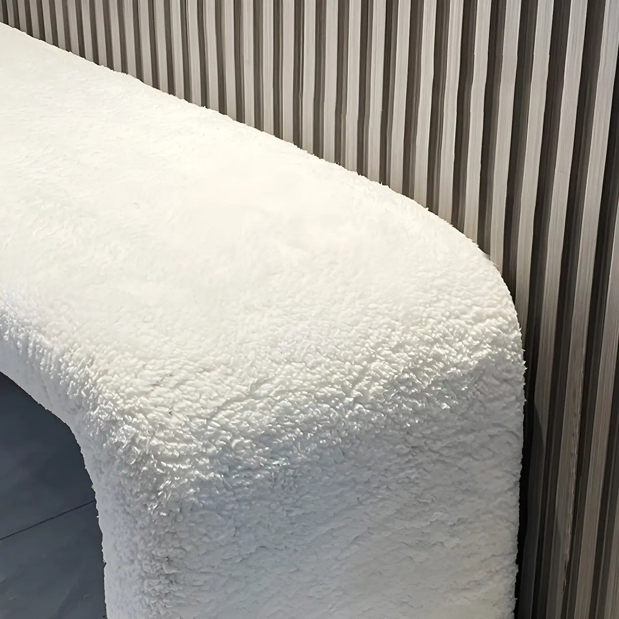 Cream Polyester Blend Upholstered Short Bedroom Bench Image - 7