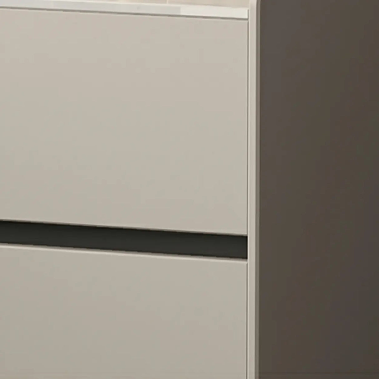 Cream Rectangular Faux Leather Nightstand with Storage Image - 11