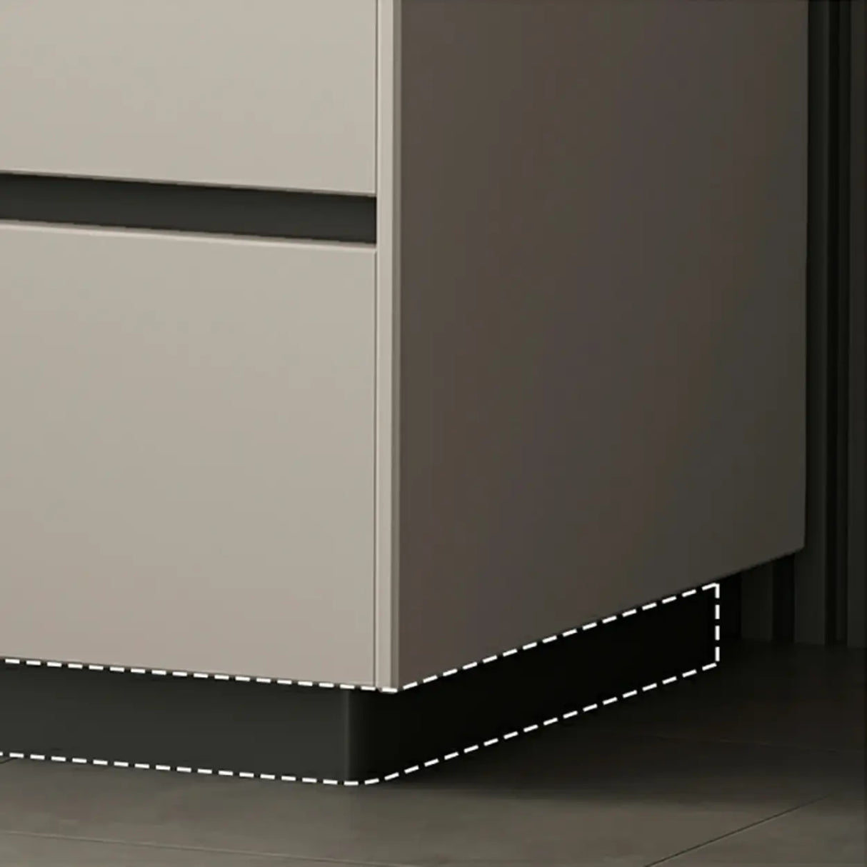 Cream Rectangular Faux Leather Nightstand with Storage Image - 13