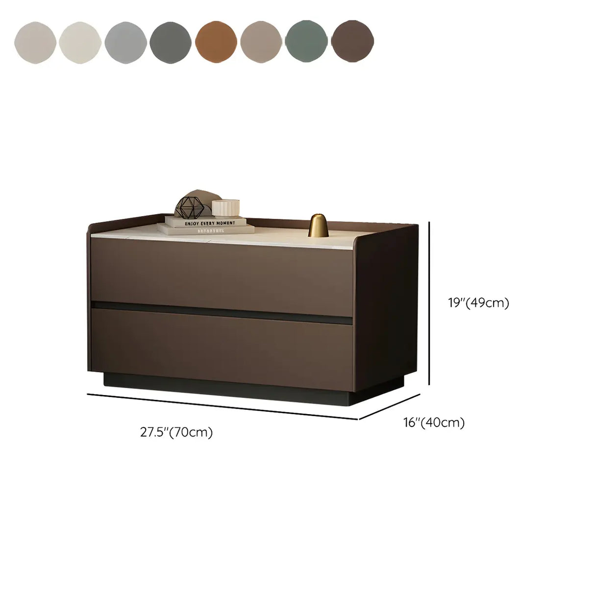 Cream Rectangular Faux Leather Nightstand with Storage Image - 28