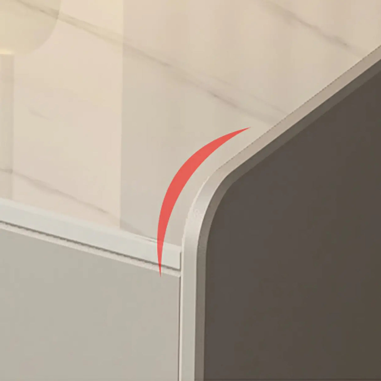 Cream Rectangular Faux Leather Nightstand with Storage Image - 7