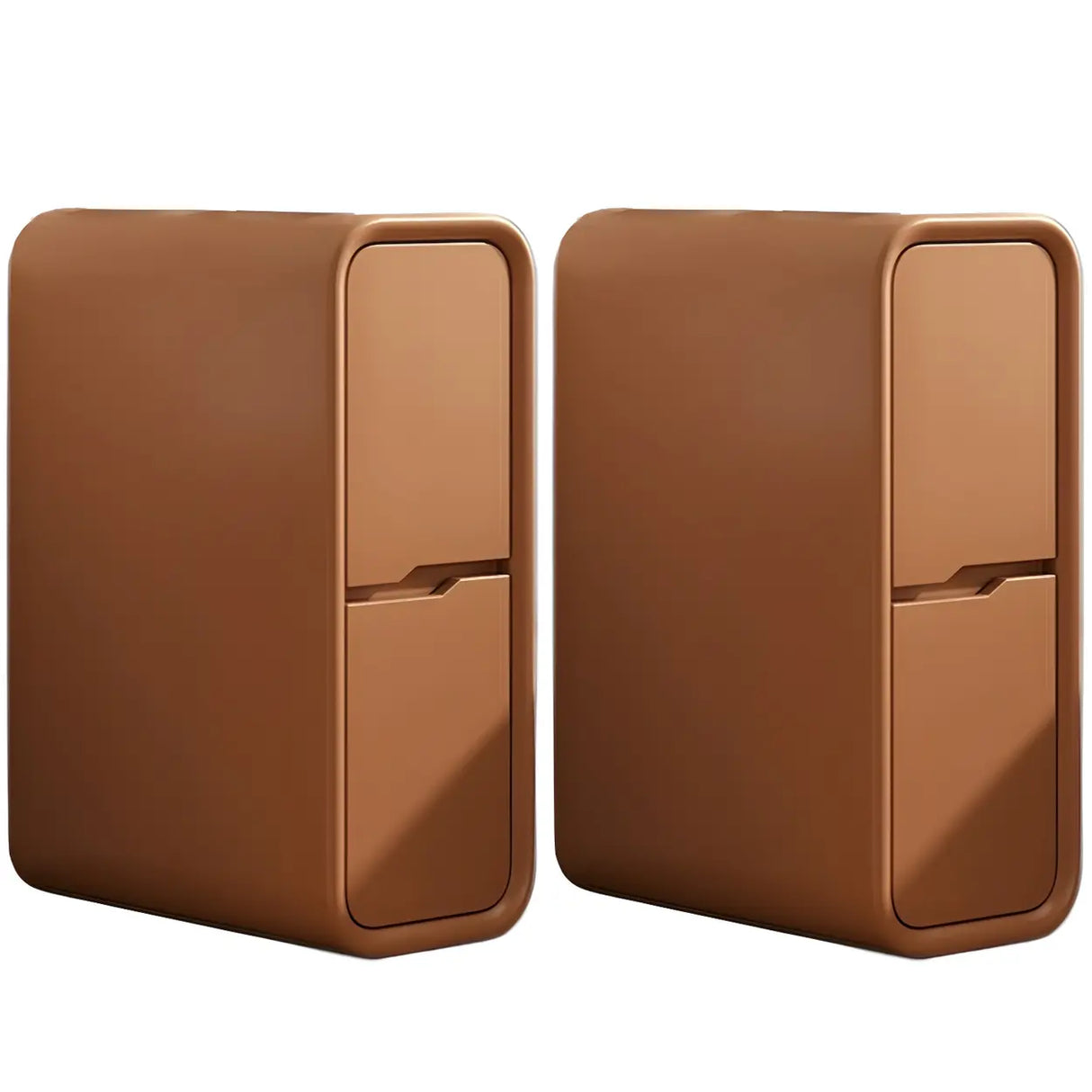 Cream Rounded Wood Faux Leather Multifunctional Nightstand Image - 11