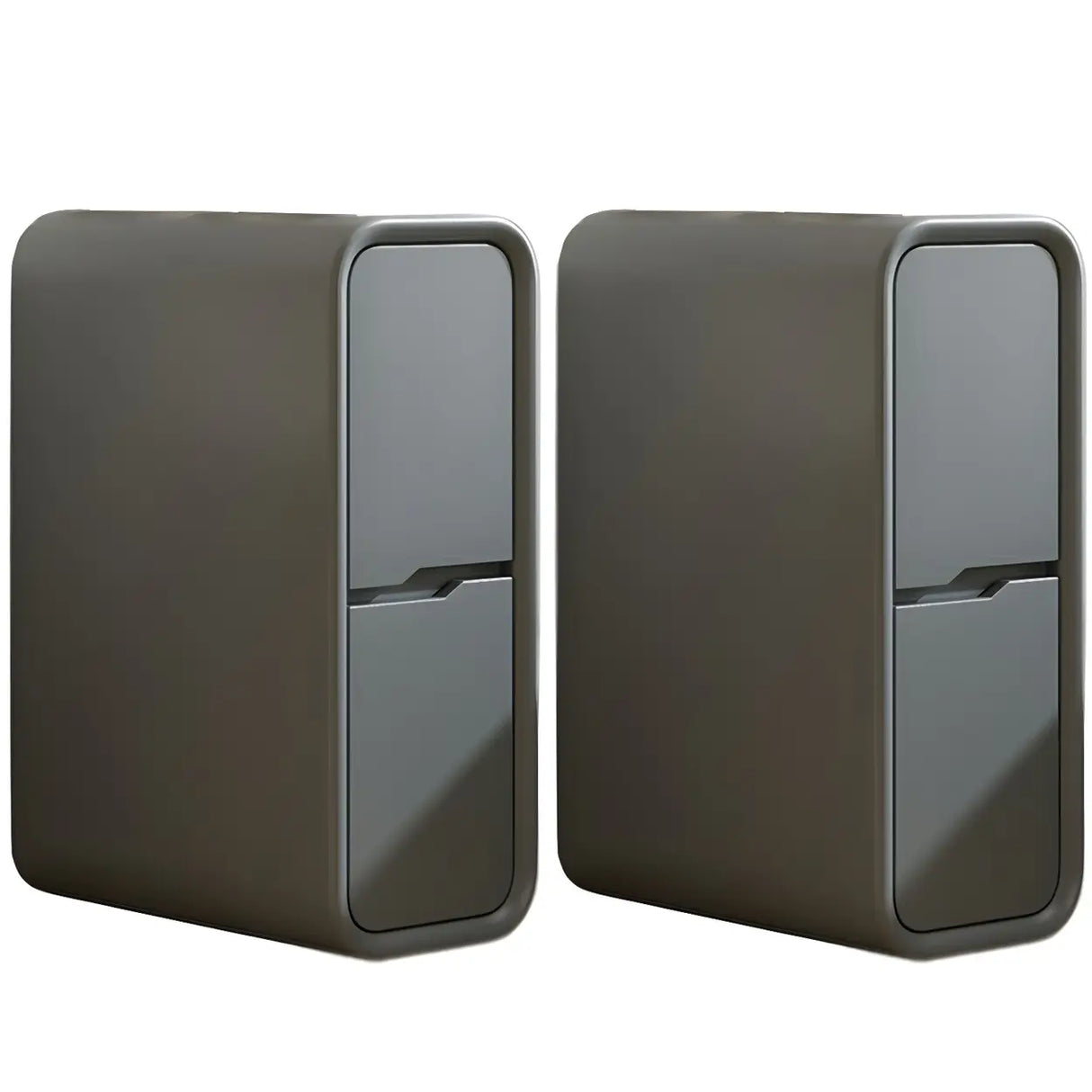 Cream Rounded Wood Faux Leather Multifunctional Nightstand Image - 19