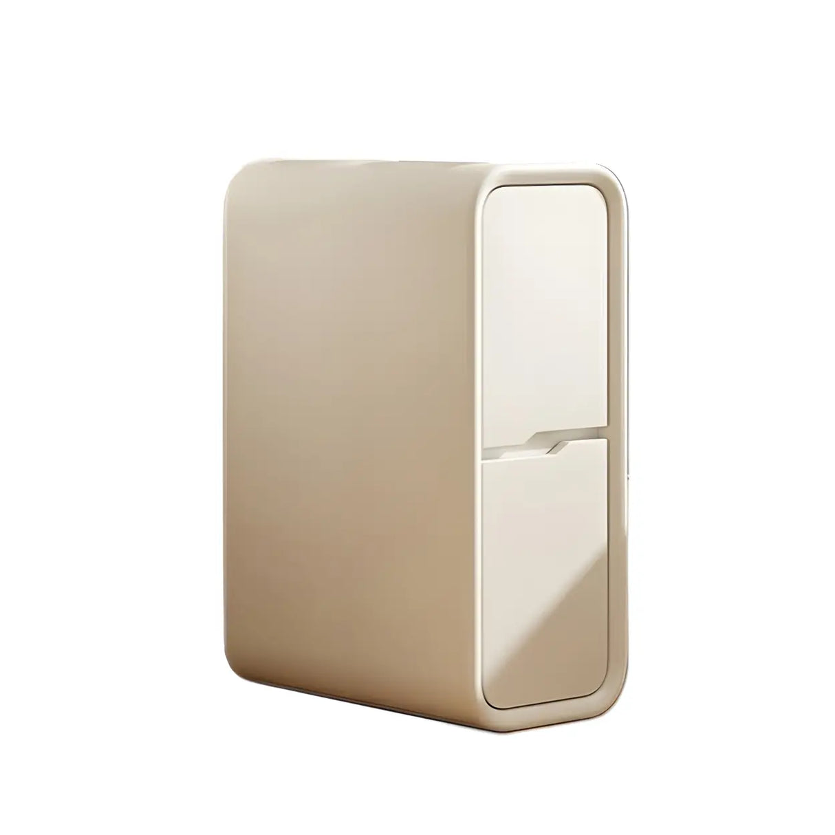 Cream Rounded Wood Faux Leather Multifunctional Nightstand Image - 25