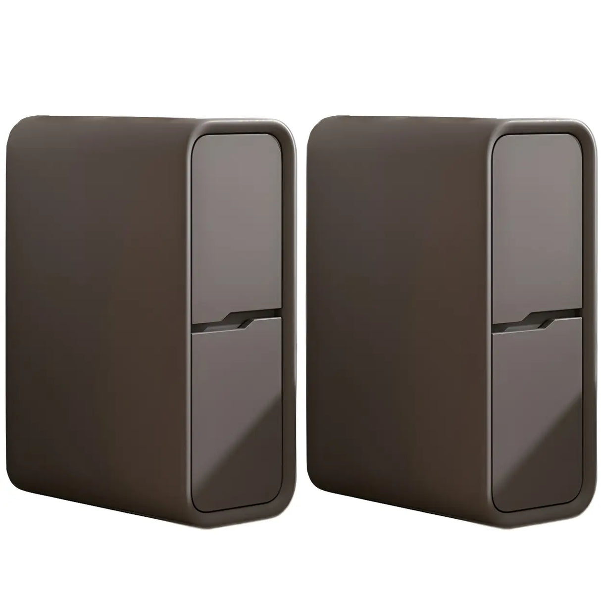 Cream Rounded Wood Faux Leather Multifunctional Nightstand Image - 3