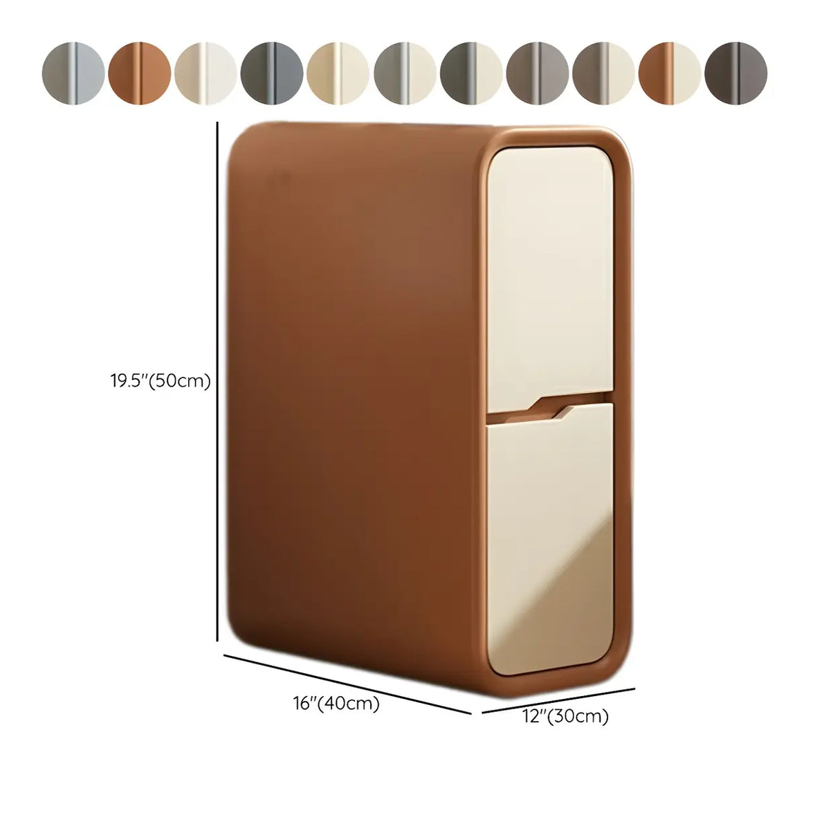 Cream Rounded Wood Faux Leather Multifunctional Nightstand Image - 39