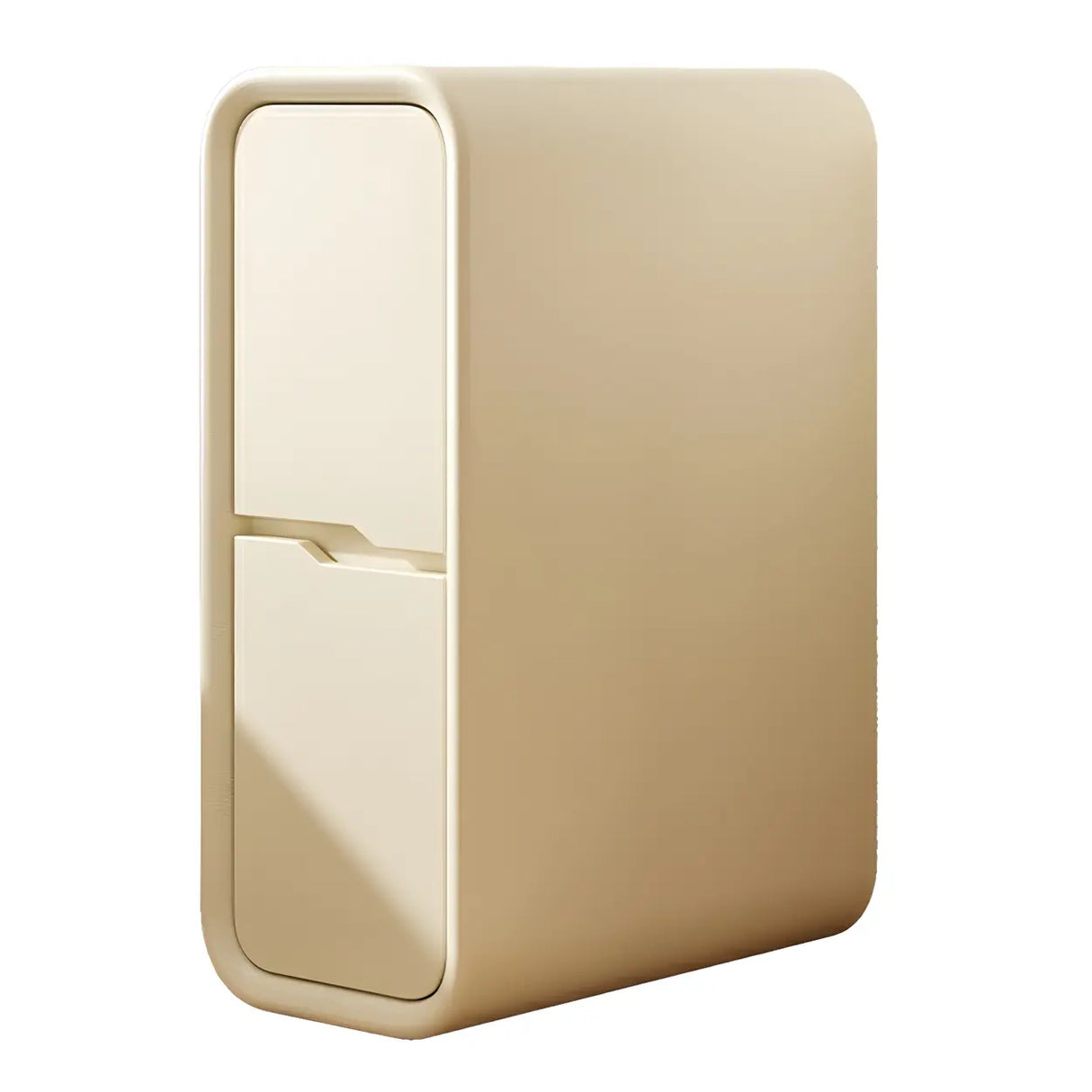 Cream Rounded Wood Faux Leather Multifunctional Nightstand Image - 7