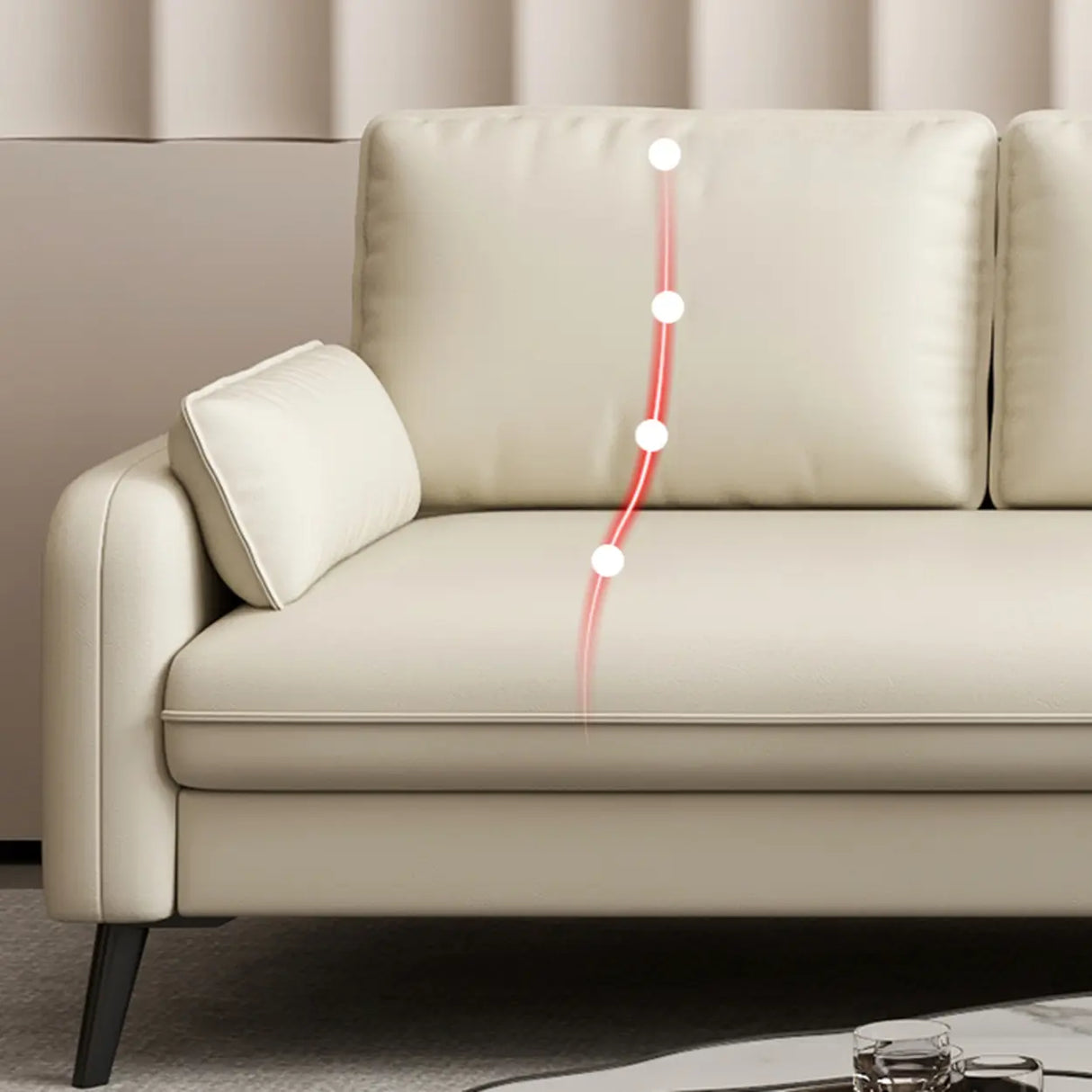 Cream Scratch Resistant Faux Leather Loveseat with Legs Image - 12