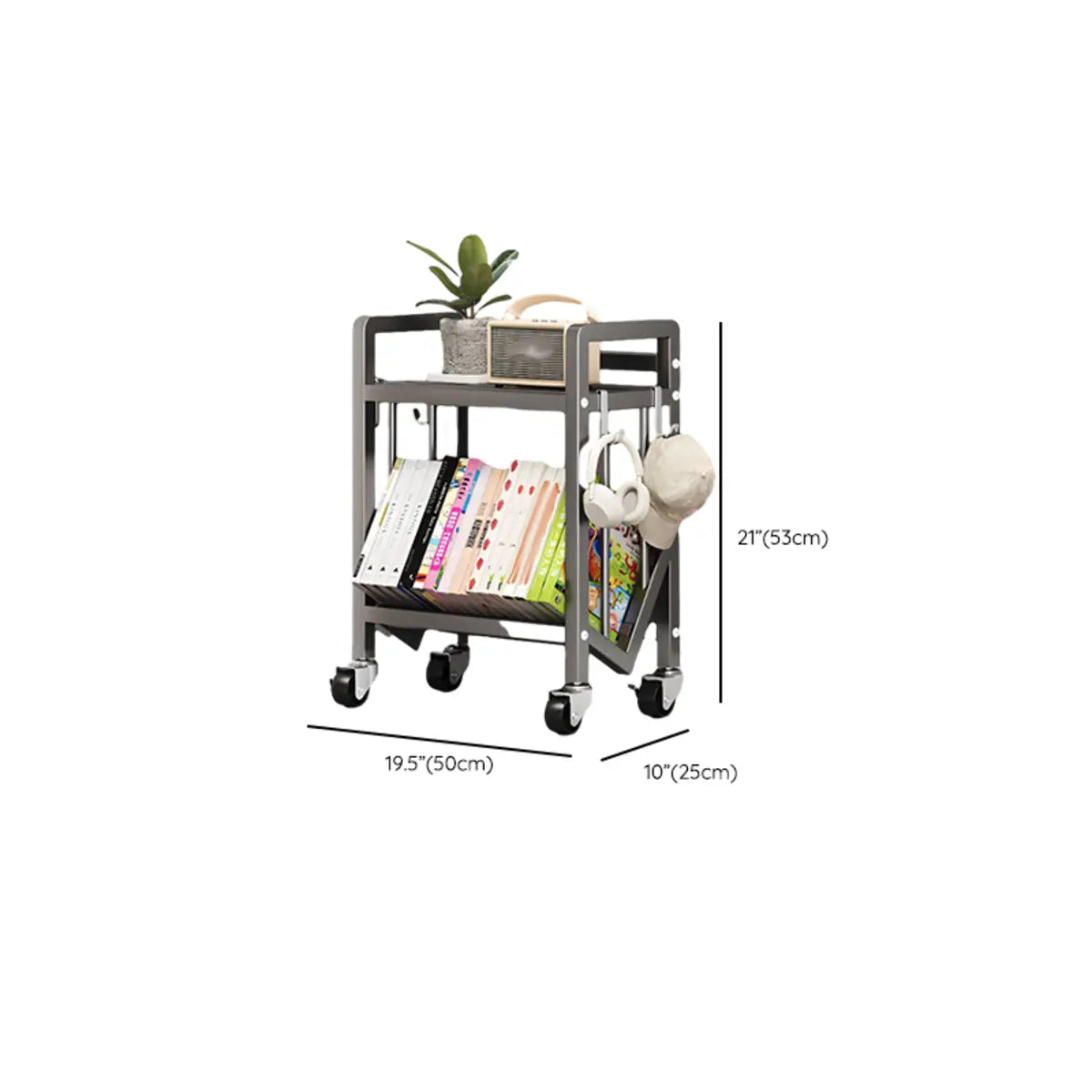 Cream Steel 3-Tier Shelves Utility Cart with 4 Casters