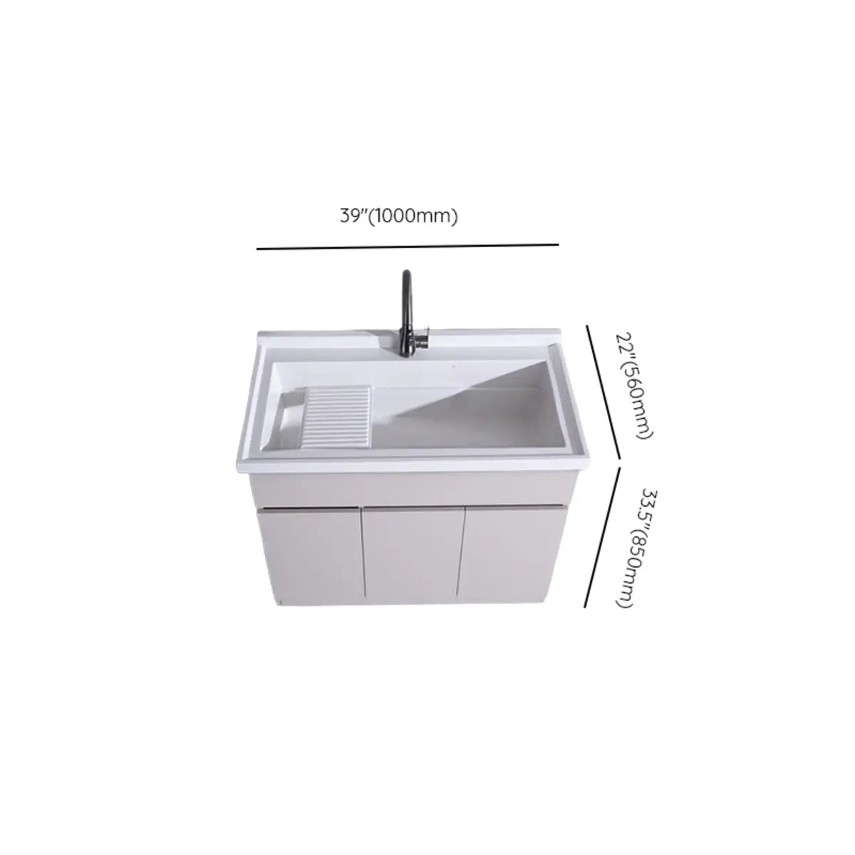 Cream Stone Top Wood Shelves Bathroom Vanity with Sink Image - 22