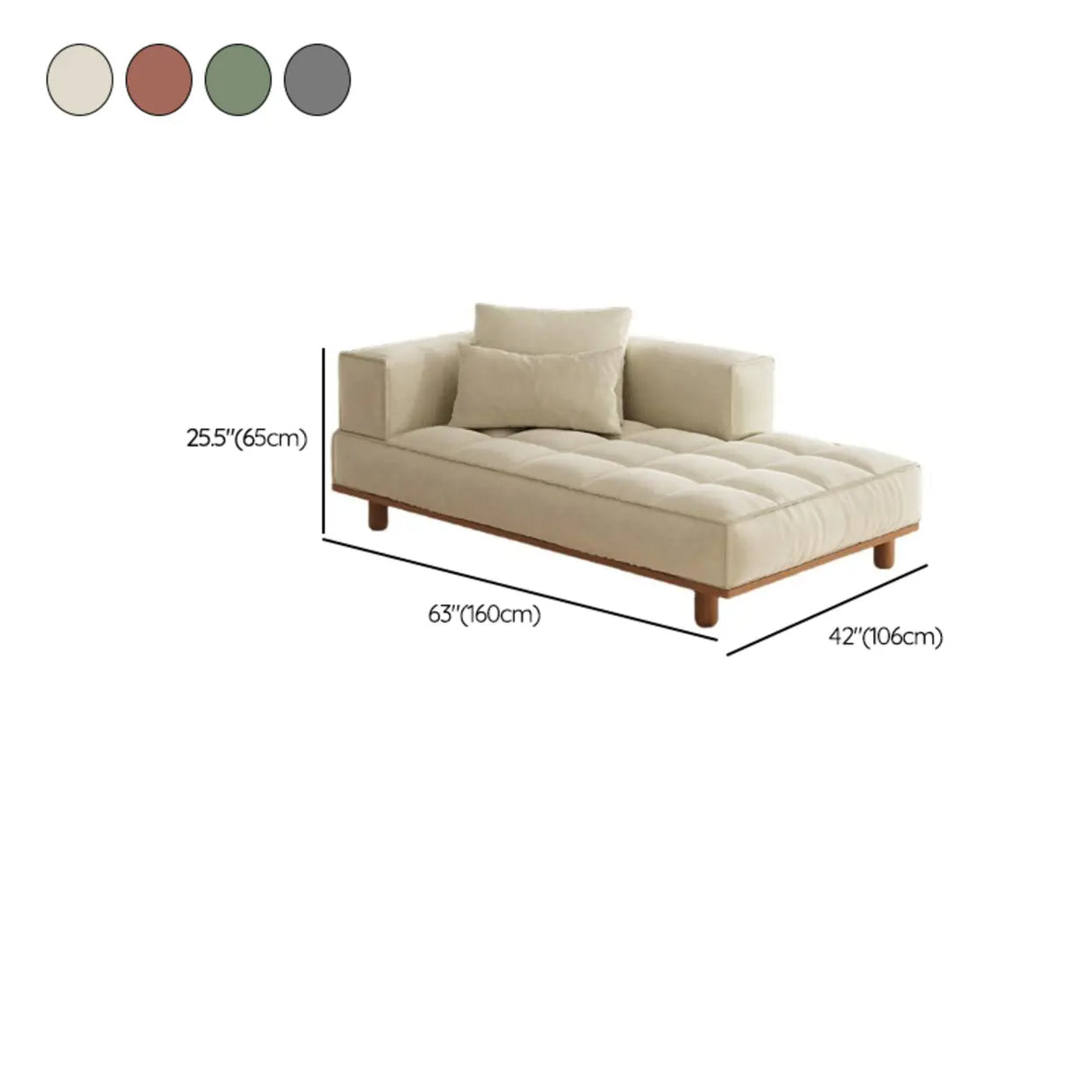 Cream Tufted Rectangular Upholstered Fabric Left-Arm Chaise Image - 12