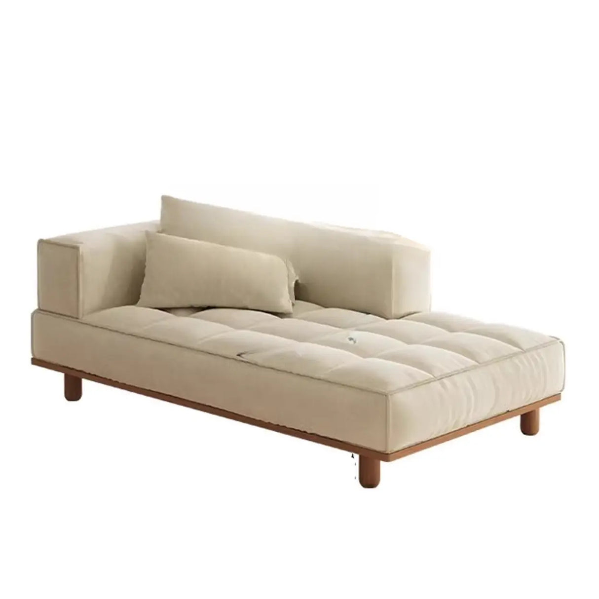 Cream Tufted Rectangular Upholstered Fabric Left-Arm Chaise Image - 8