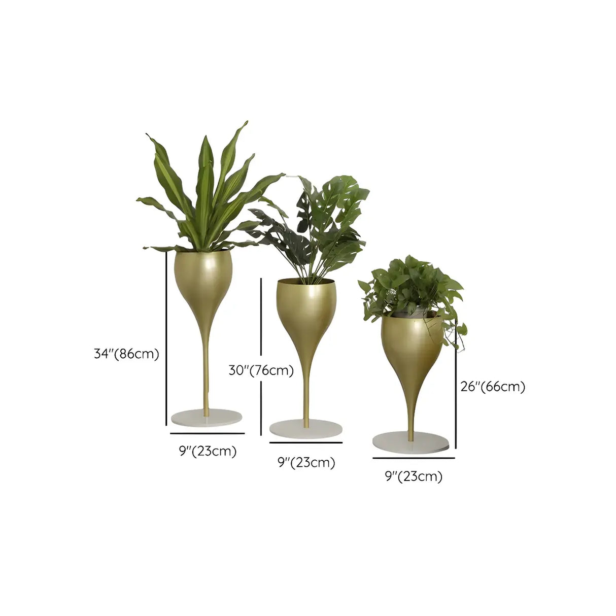 Cream Tulip-Shaped Pedestal Metal Decorative Plant Stand Image - 26