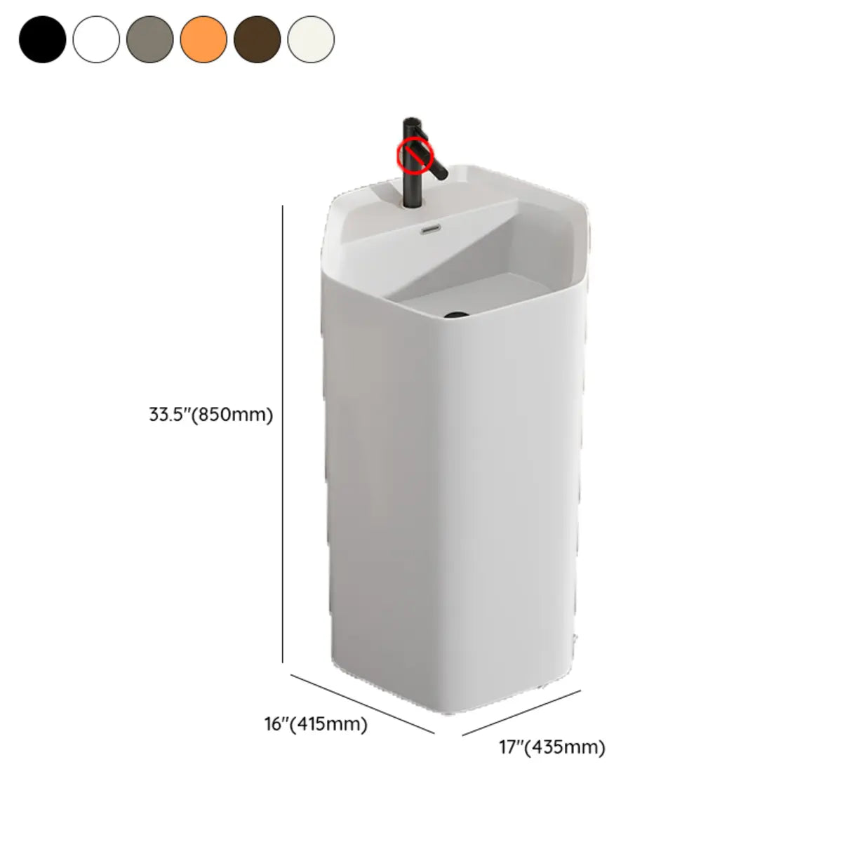 Cream White Specialty Ceramic Bathroom Pedestal Sink