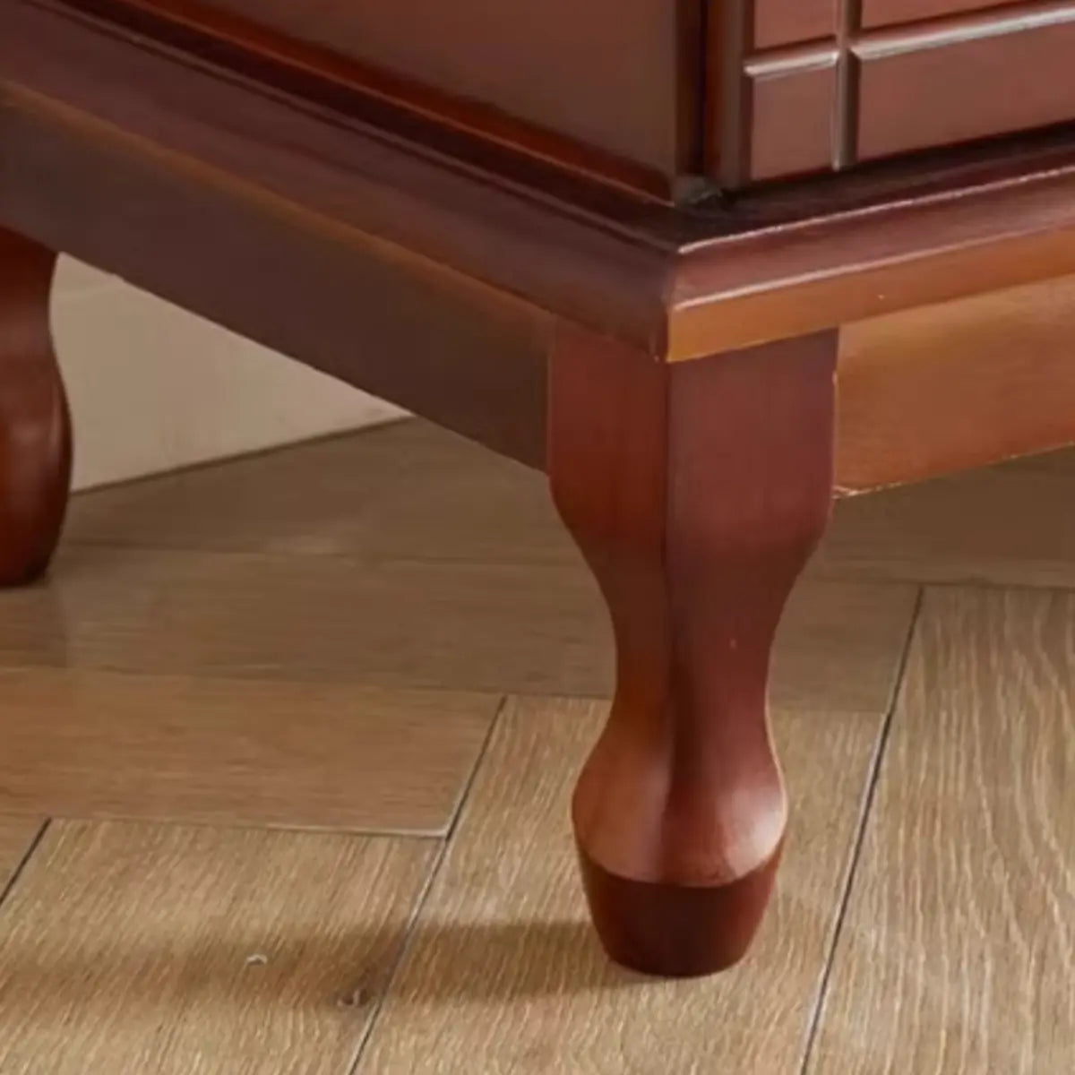 Cream Wood Rectangular TV Stand with Cabinet Drawers Image - 10