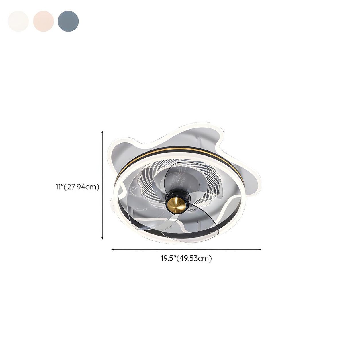 Creative 3-Blade Star Ring Ceiling Fan with LED Light