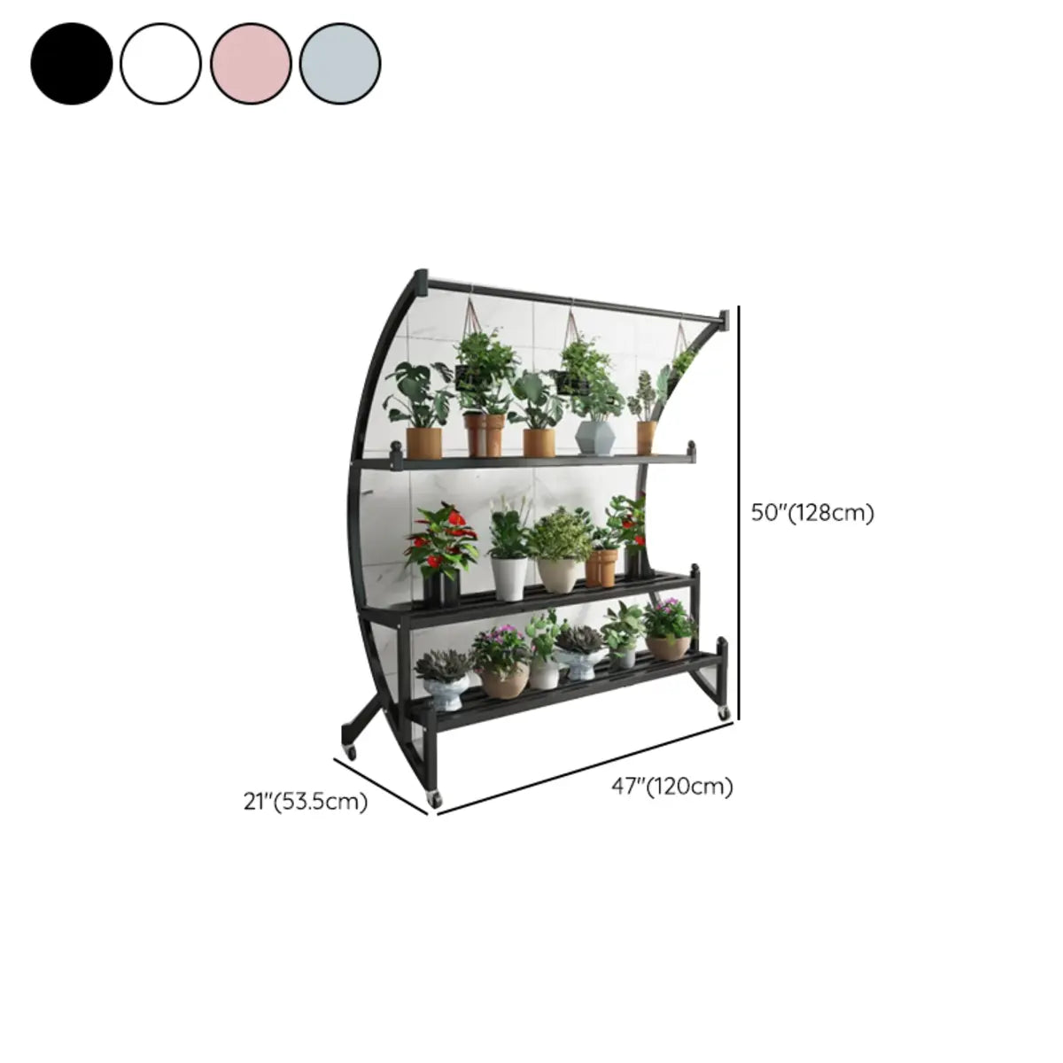 Creative Arched Metal Indoor Sliding Plant Stand Black Image - 14