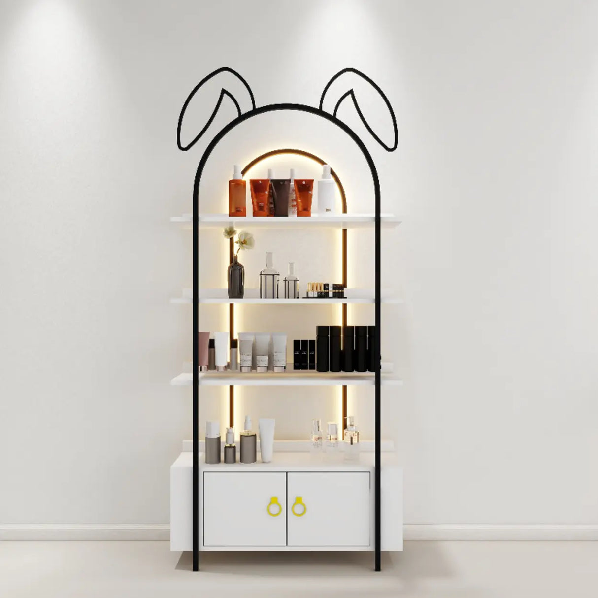 Creative Arched Rabbit Ear Metal Floor Display Cabinet Image - 11